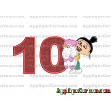 Agnes With Unicorn Applique Embroidery Design Birthday Number 10