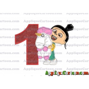 Agnes With Unicorn Applique Embroidery Design Birthday Number 1