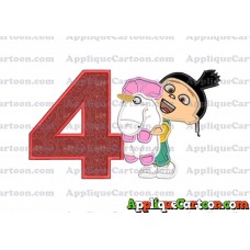 Agnes With Unicorn Applique Embroidery Design Birthday Number 4
