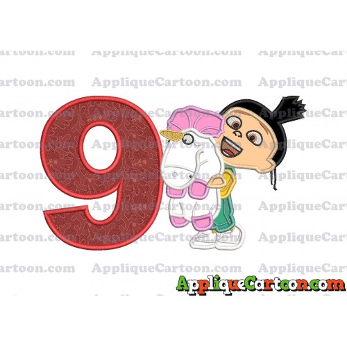 Agnes With Unicorn Applique Embroidery Design Birthday Number 9