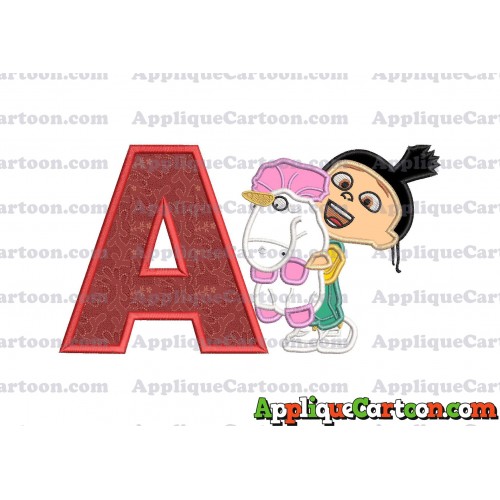 Agnes With Unicorn Applique Embroidery Design With Alphabet A