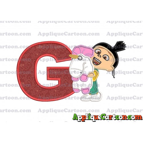 Agnes With Unicorn Applique Embroidery Design With Alphabet G