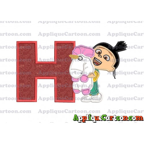 Agnes With Unicorn Applique Embroidery Design With Alphabet H