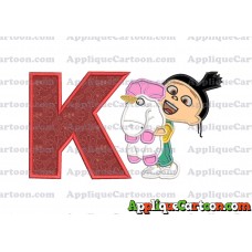 Agnes With Unicorn Applique Embroidery Design With Alphabet K