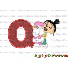 Agnes With Unicorn Applique Embroidery Design With Alphabet Q