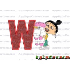 Agnes With Unicorn Applique Embroidery Design With Alphabet W