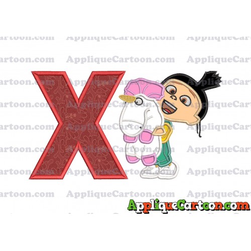 Agnes With Unicorn Applique Embroidery Design With Alphabet X