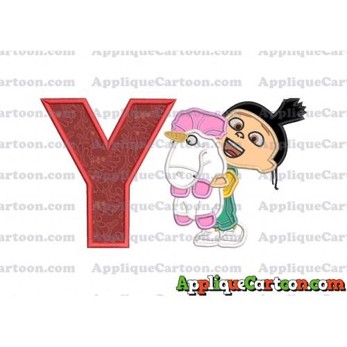 Agnes With Unicorn Applique Embroidery Design With Alphabet Y