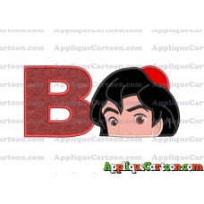 Aladdin Head Applique Embroidery Design With Alphabet B