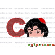Aladdin Head Applique Embroidery Design With Alphabet C