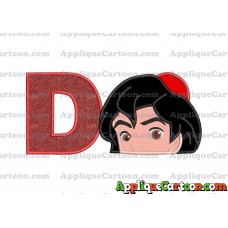 Aladdin Head Applique Embroidery Design With Alphabet D