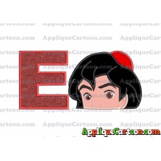 Aladdin Head Applique Embroidery Design With Alphabet E