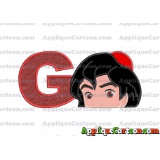 Aladdin Head Applique Embroidery Design With Alphabet G