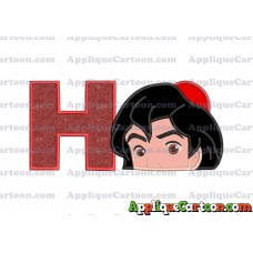 Aladdin Head Applique Embroidery Design With Alphabet H