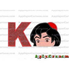 Aladdin Head Applique Embroidery Design With Alphabet K