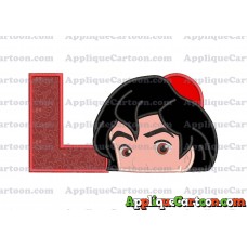 Aladdin Head Applique Embroidery Design With Alphabet L