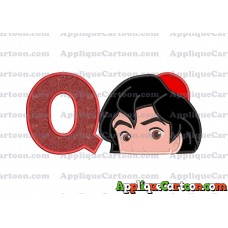 Aladdin Head Applique Embroidery Design With Alphabet Q