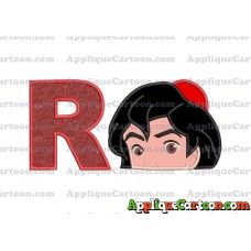 Aladdin Head Applique Embroidery Design With Alphabet R