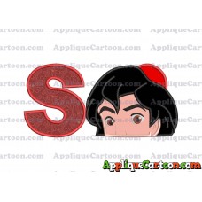 Aladdin Head Applique Embroidery Design With Alphabet S