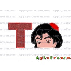 Aladdin Head Applique Embroidery Design With Alphabet T