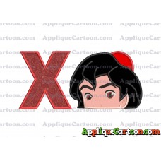 Aladdin Head Applique Embroidery Design With Alphabet X