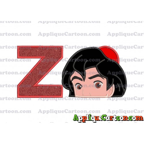 Aladdin Head Applique Embroidery Design With Alphabet Z