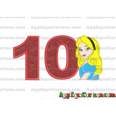Alice in Wonderland Applique Embroidery Design Birthday Number 10