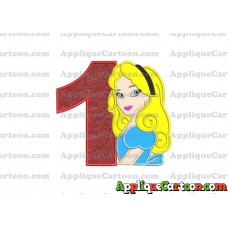 Alice in Wonderland Applique Embroidery Design Birthday Number 1