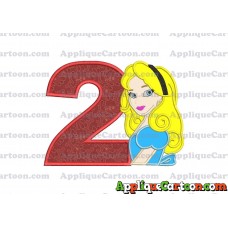 Alice in Wonderland Applique Embroidery Design Birthday Number 2