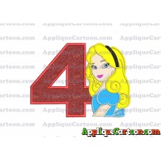 Alice in Wonderland Applique Embroidery Design Birthday Number 4