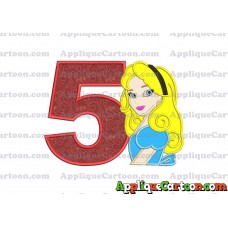 Alice in Wonderland Applique Embroidery Design Birthday Number 5