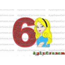 Alice in Wonderland Applique Embroidery Design Birthday Number 6