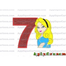 Alice in Wonderland Applique Embroidery Design Birthday Number 7