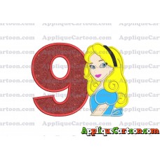 Alice in Wonderland Applique Embroidery Design Birthday Number 9