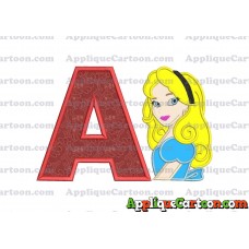 Alice in Wonderland Applique Embroidery Design With Alphabet A