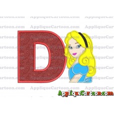 Alice in Wonderland Applique Embroidery Design With Alphabet D