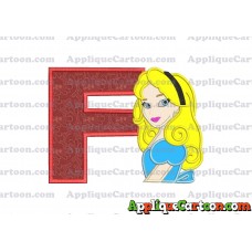 Alice in Wonderland Applique Embroidery Design With Alphabet F