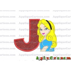 Alice in Wonderland Applique Embroidery Design With Alphabet J