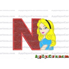 Alice in Wonderland Applique Embroidery Design With Alphabet N
