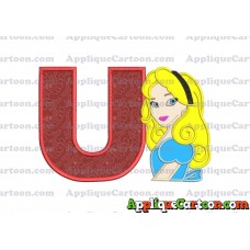 Alice in Wonderland Applique Embroidery Design With Alphabet U