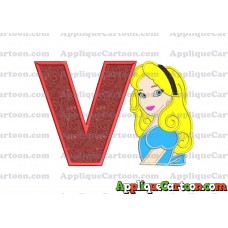 Alice in Wonderland Applique Embroidery Design With Alphabet V