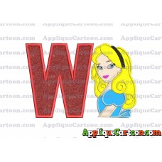Alice in Wonderland Applique Embroidery Design With Alphabet W