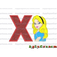 Alice in Wonderland Applique Embroidery Design With Alphabet X