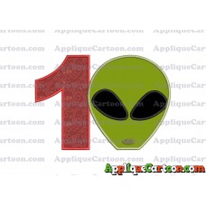 Alien Head Applique Embroidery Design Birthday Number 1