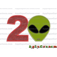 Alien Head Applique Embroidery Design Birthday Number 2