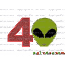 Alien Head Applique Embroidery Design Birthday Number 4