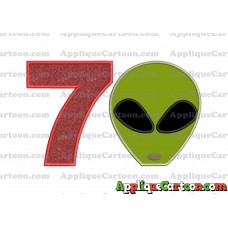 Alien Head Applique Embroidery Design Birthday Number 7