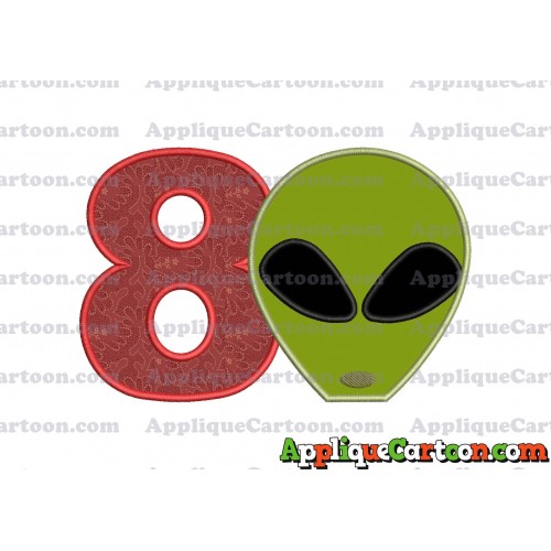 Alien Head Applique Embroidery Design Birthday Number 8