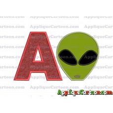 Alien Head Applique Embroidery Design With Alphabet A