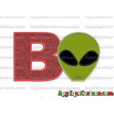 Alien Head Applique Embroidery Design With Alphabet B